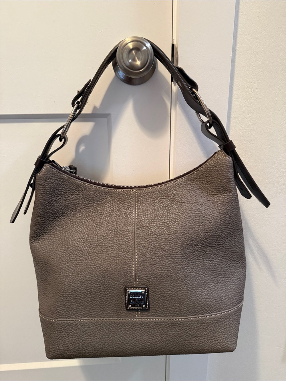 Dooney & Bourke Women's  Gray Pebbled Leather Shoulder Hobo
